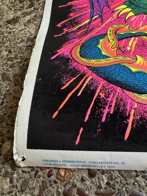 VINTAGE BLACKLIGHT POSTER FIRE DRAGON #988 1972 Funky Enterprises