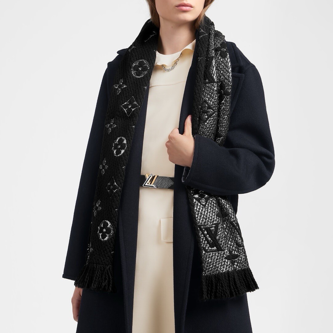 Louis Vuitton LOGOMANIA SHINE Scarf M75833 Black BNWT Authentic
