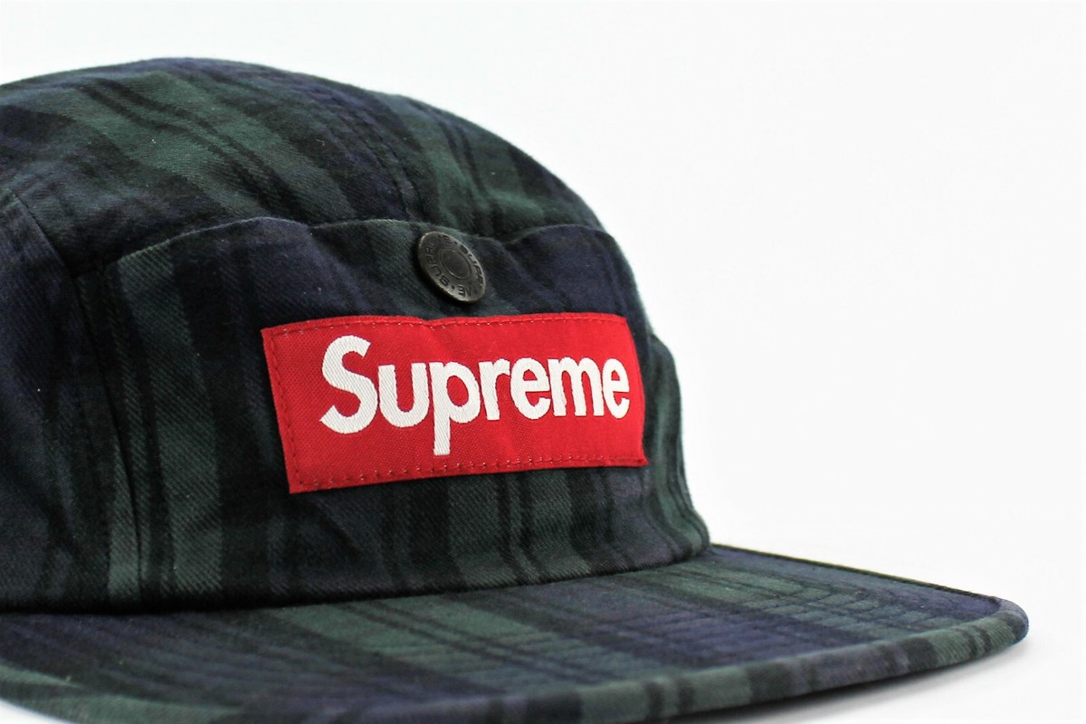 Supreme Snap Button Pocket Camp Cap Black Watch Plaid O/S | eBay