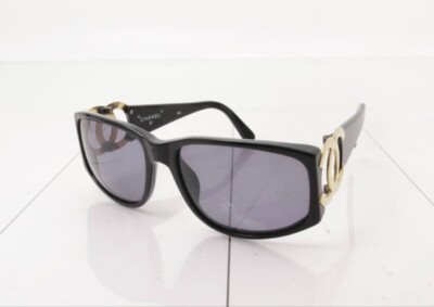 CHANEL 01452 94305 Black Sunglasses Coco Mark Logo Plastic Frame
