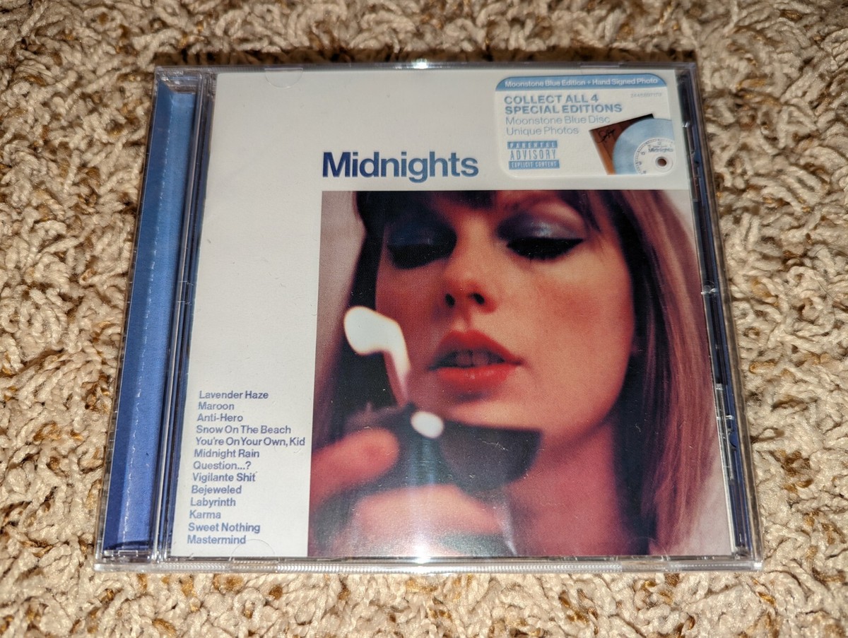 Taylor Swift SIGNED Midnights Moonstone Blue Eras CD Autographed