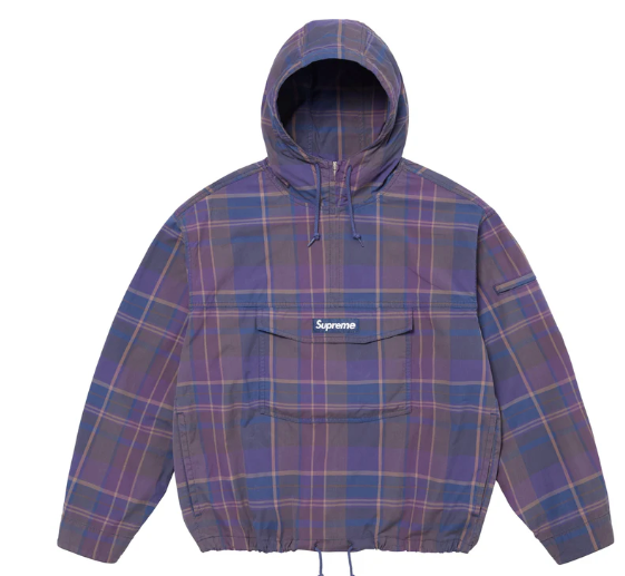 Supreme Cotton Utility Anorak Plaid Mens Size Large In Hand Ships