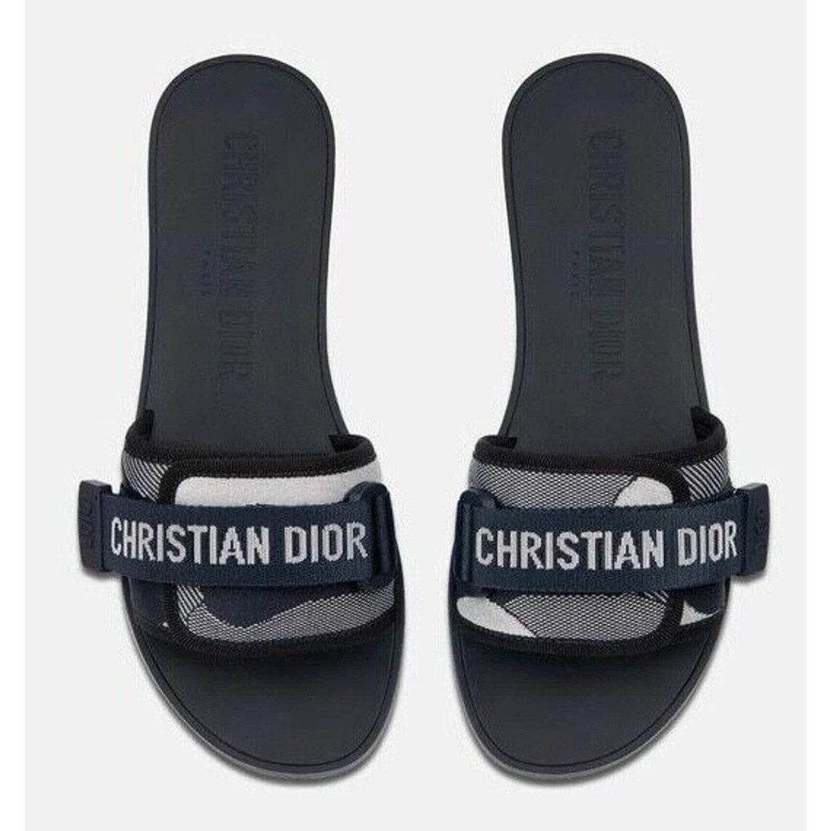 Christian Dior Dio(r)evolution Dway Blue Rubber Logo Slide Mule