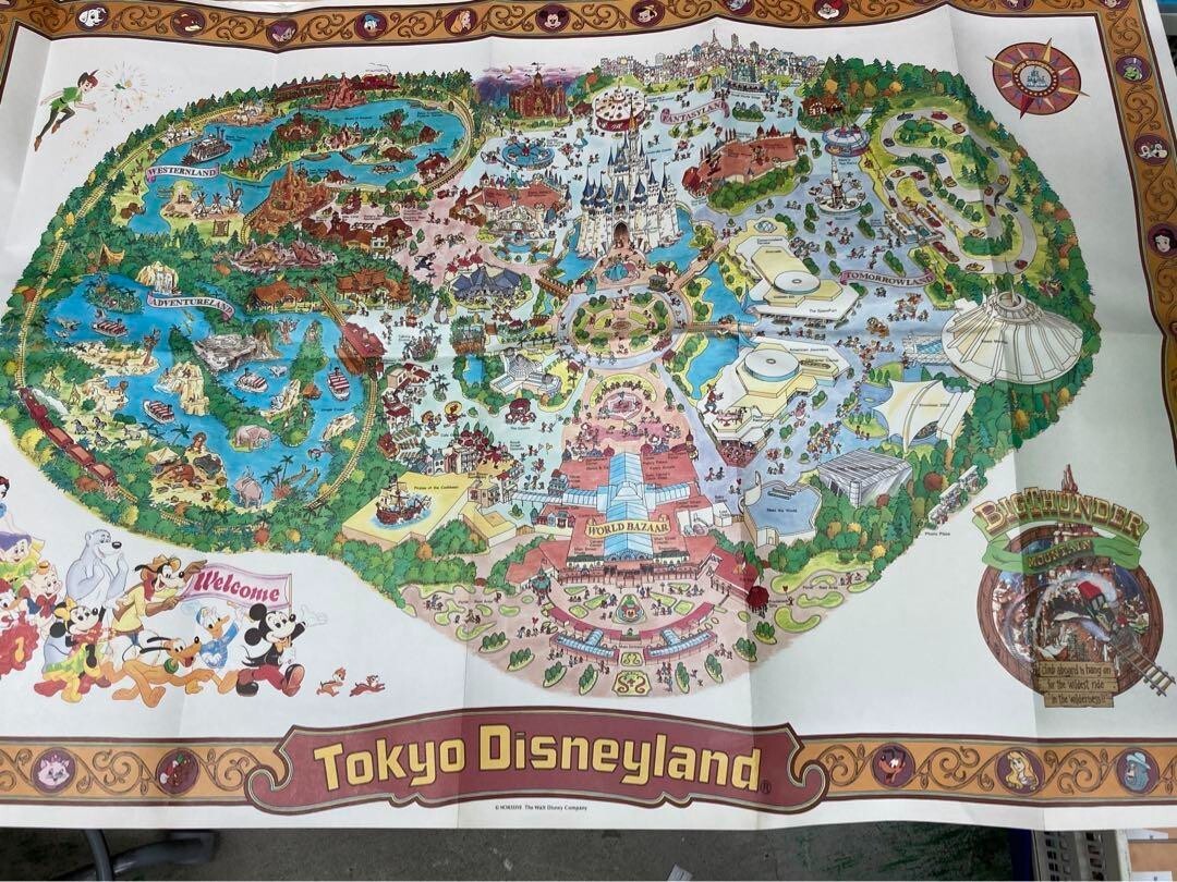 Tokyo Disneyland Souvenir Map Park Map Retro Vintage Mickey Disney