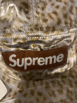 Supreme Leopard Velvet Camp Cap (SS24) Tan Authentic New Box Logo