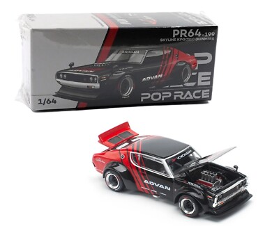 Pop Race 1:64 Nissan Skyline GT-R Drift KPGC110 (Kenmeri) Advan