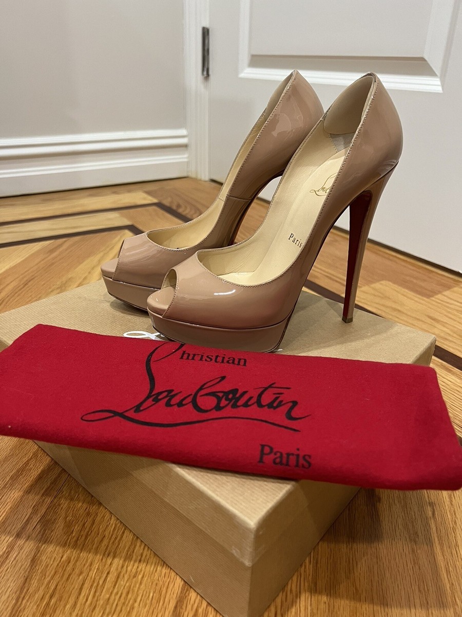 CHRISTIAN LOUBOUTIN LADY PEEP 150 PATENT CALF NUDE SIZE 39.5 | eBay