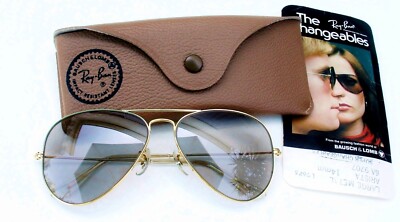 Vintage B&L Ray Ban USA Aviator 58-14 Transition Super Changeable