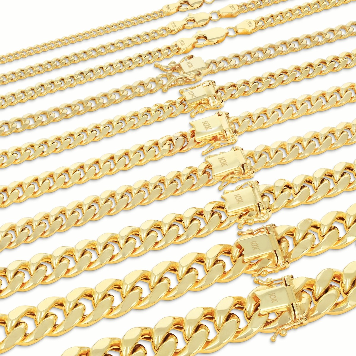 10K Yellow Gold 3mm-13mm Miami Cuban Link Necklace Chain or