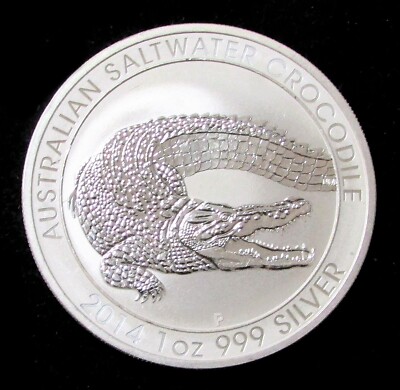オーストラリア地図型銀貨 クロコダイル ワニ 1オンス純銀 シルバー