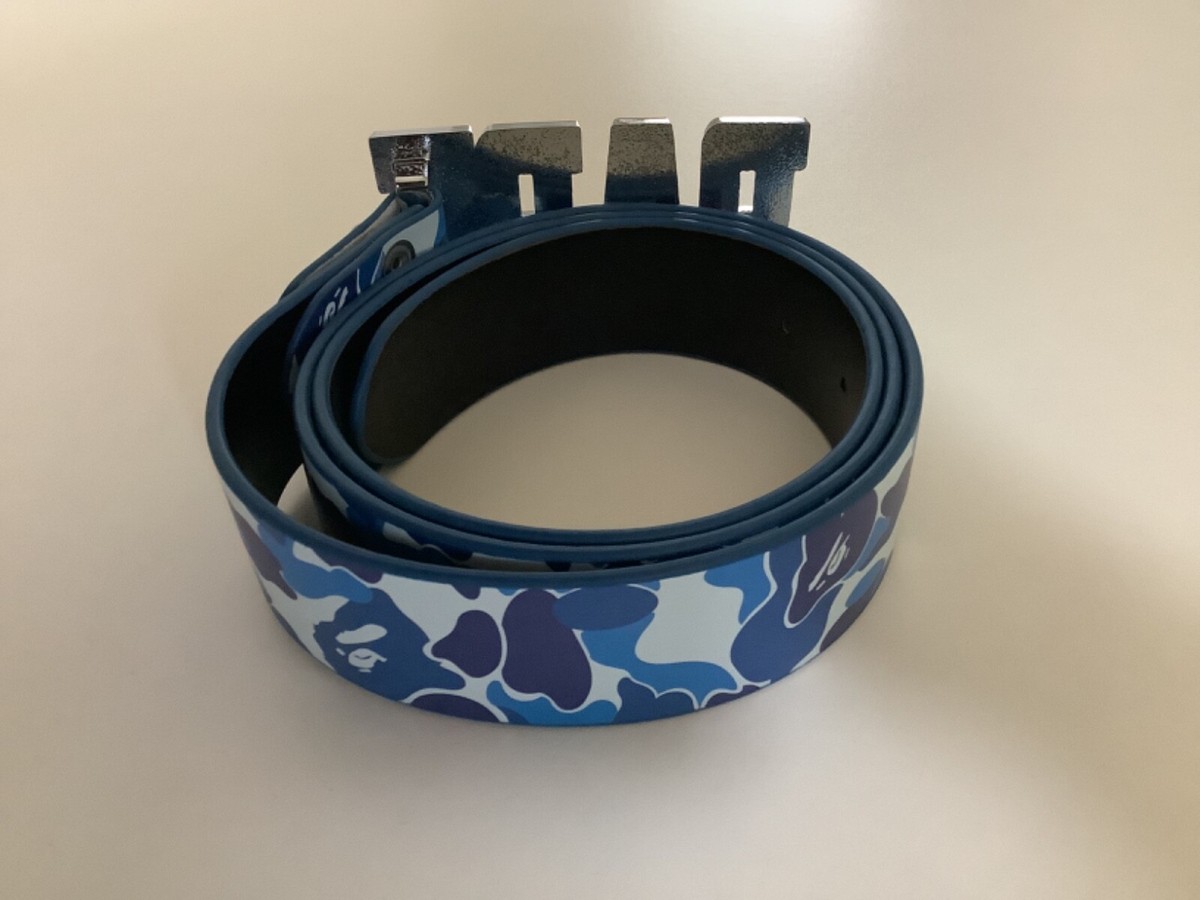 Authentic a bathing ape bape abc camo leather belt blue L new | eBay