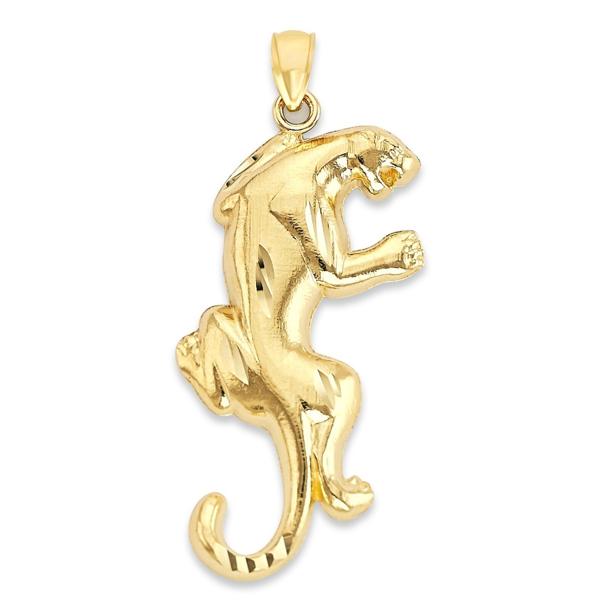 Solid Gold Panther Pendant in 10 or 14k, Panther Necklace For Men