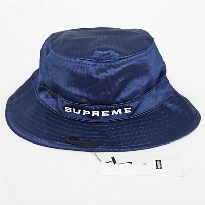 Supreme Nike Dazzle Crusher NWT Bucket Hat Navy Blue S/M Logo SS24