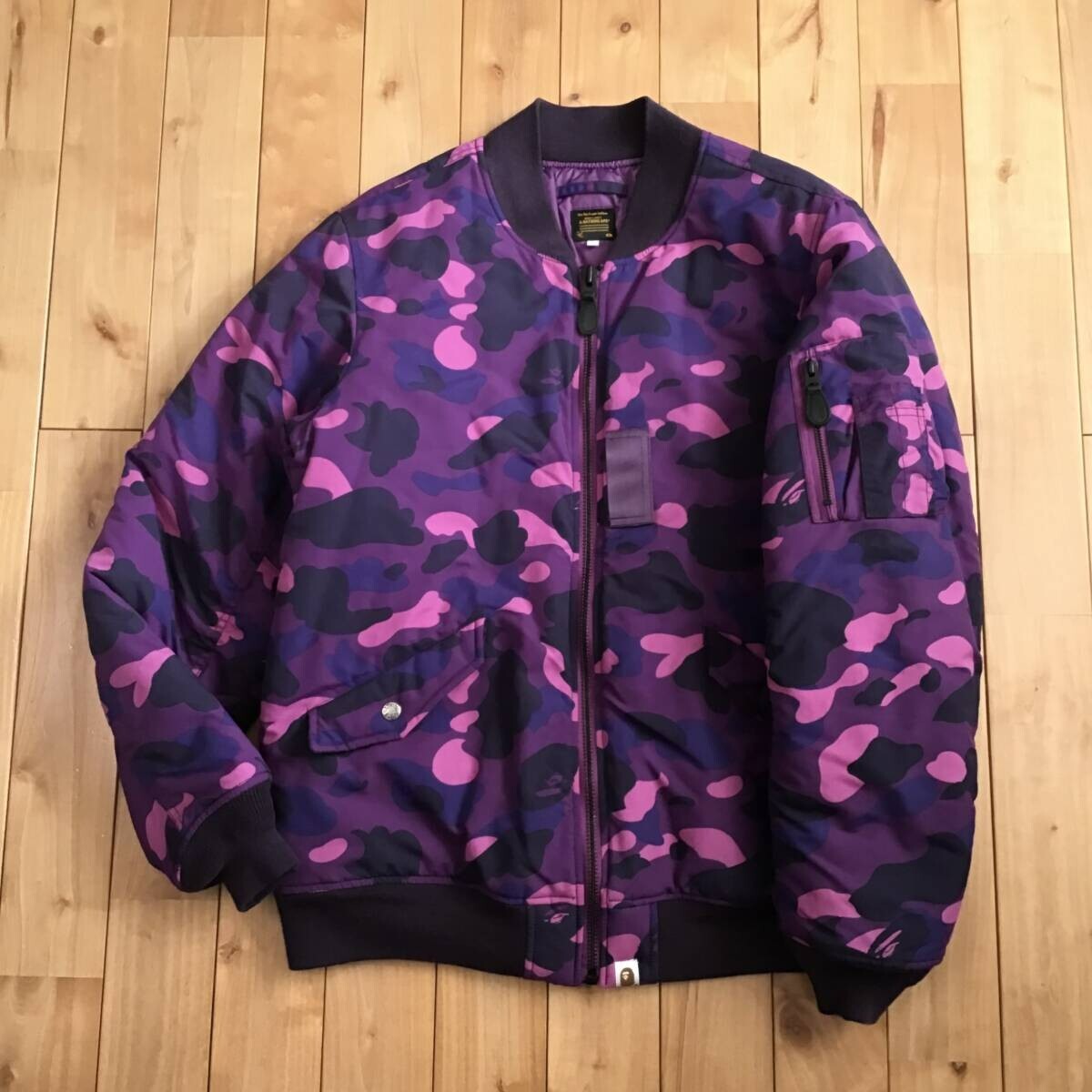 BAPE MA-1 bomber jacket purple camo A Bathing Ape Size L | eBay