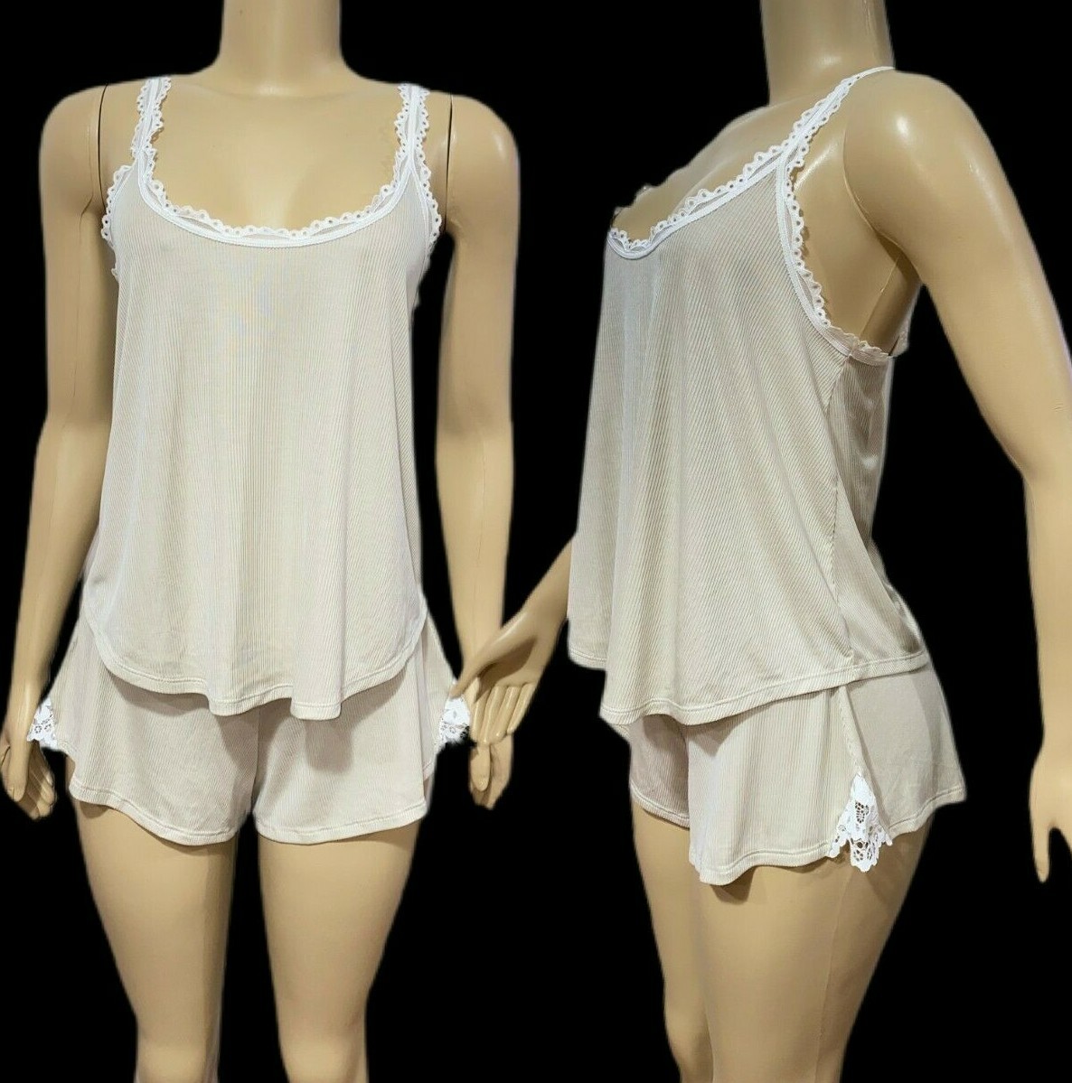 Victorias Secret Sleep Pajama Set Ribbed Cami Tank Top & Shorts