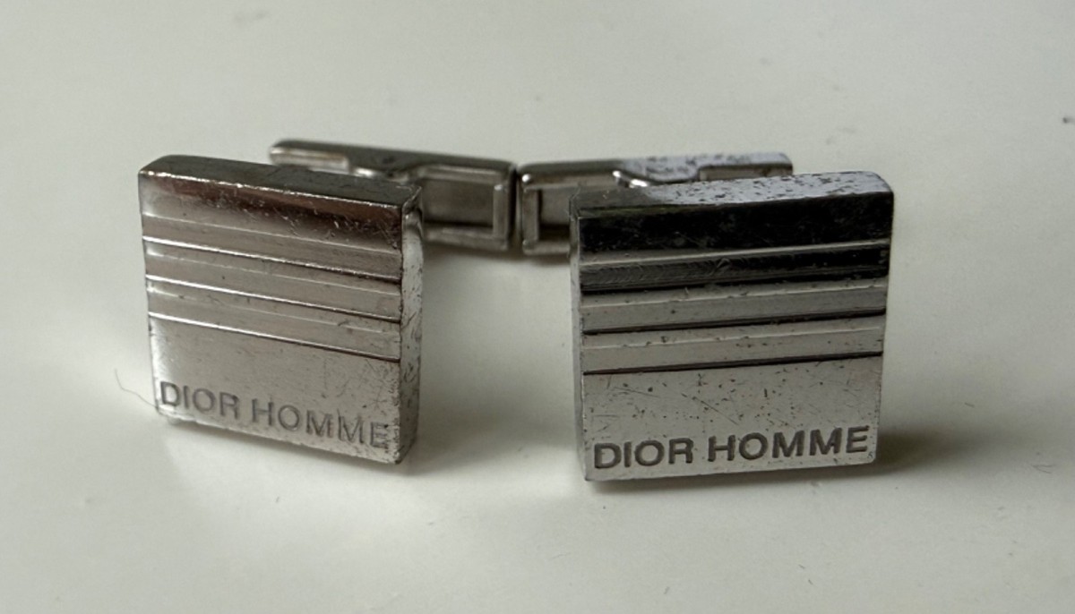 Dior Homme Vintage Silver-Tone Striped Logo Cufflinks | eBay