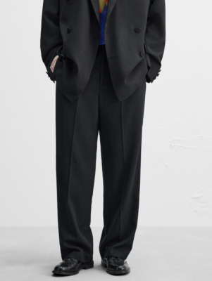 Zara x Harry Lambert Relax Fit Suit Trousers Navy Blue Size W32