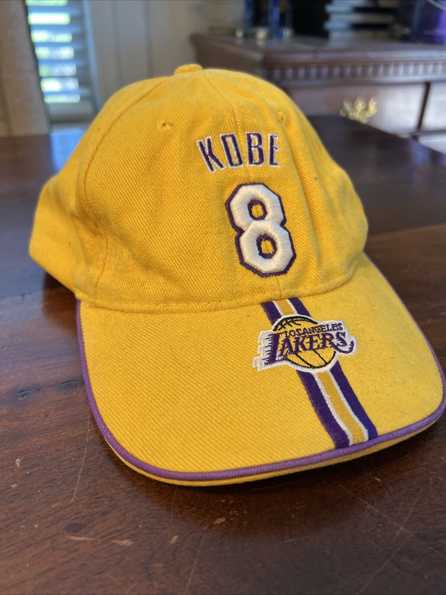 Vintage NBA Kobe Bryant Yellow LA Lakers Cap #8 Youth Drew Pearson