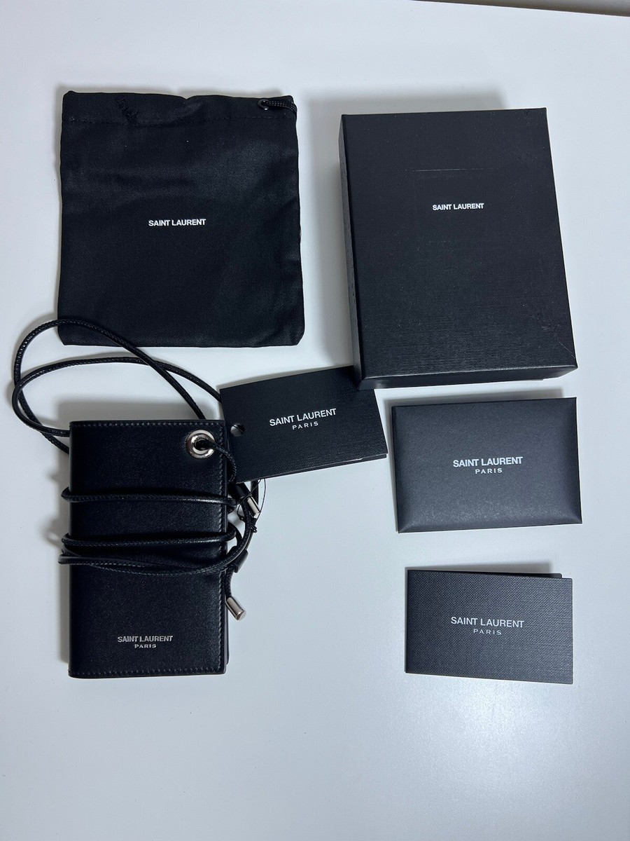 Saint Laurent Smooth Leather Black Lanyard Card Case Wallet | eBay