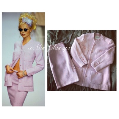 ✨Vintage CHANEL 90's Runway Pink Sequin Fantasy Tweed Boucle Wool