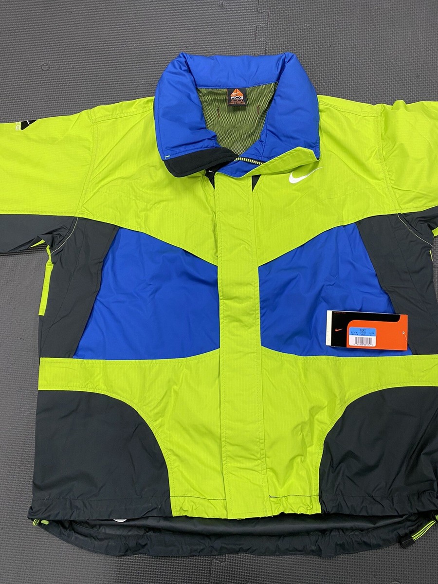 Vtg Nike ACG Retro Neon Yellow Volt Jacket Men M 90s Rain Wind