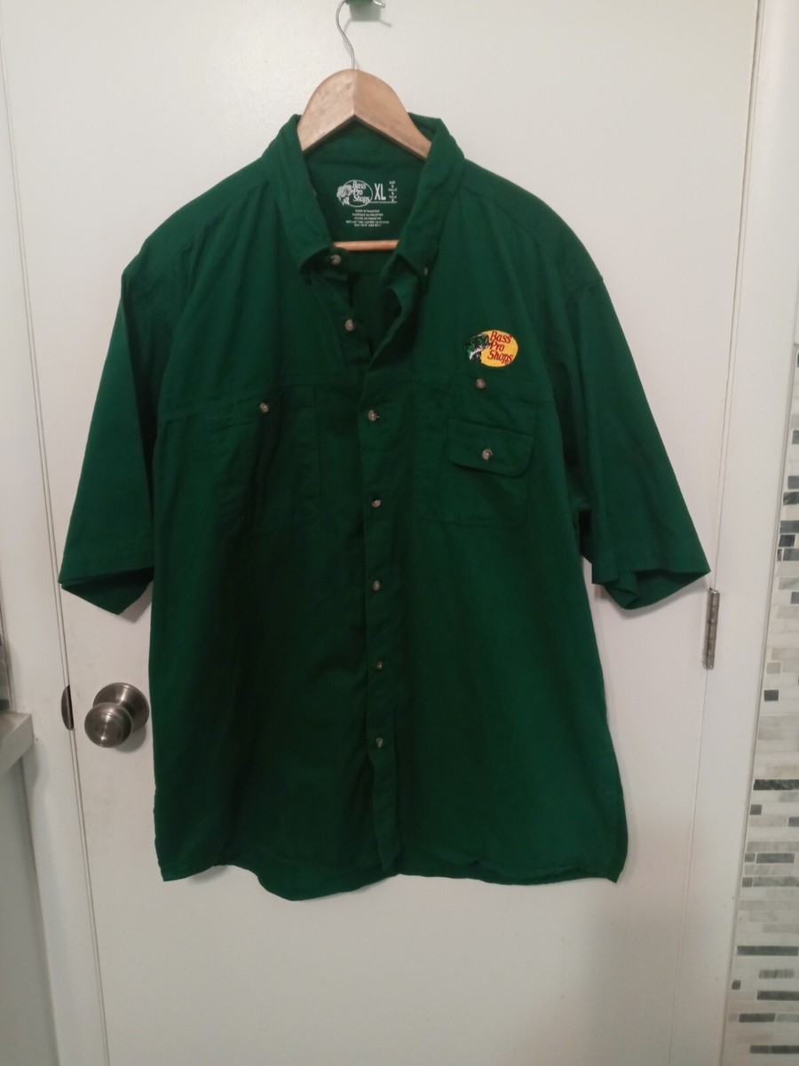 Bass Pro Shops Button Up Green Casual Work/Fishing Shirt Size XL