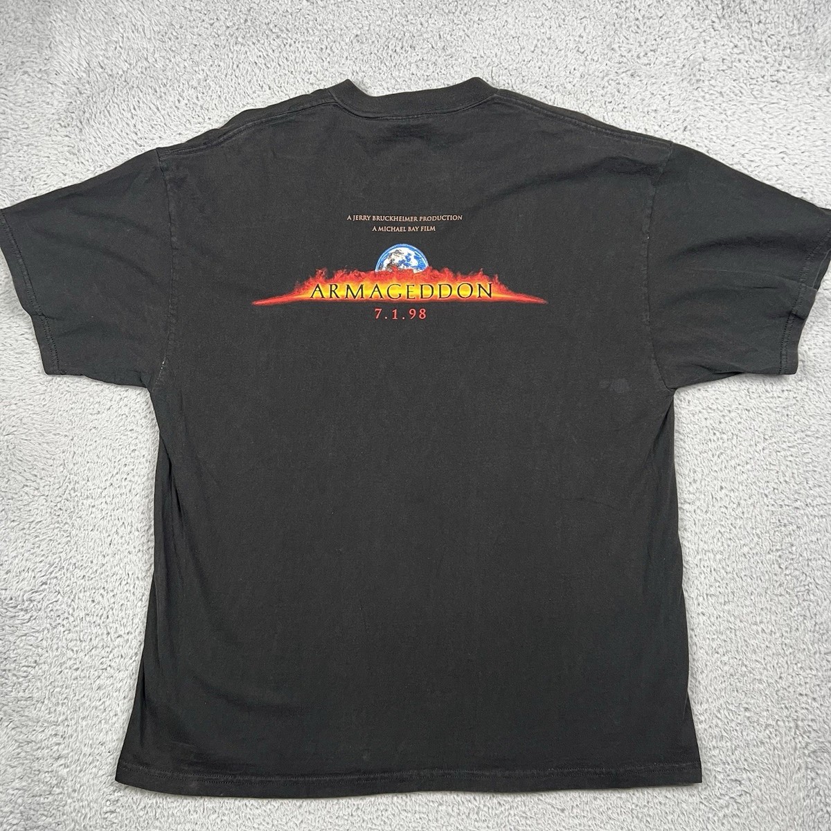 Vintage 1998 Armageddon Movie Promo T-Shirt Black Men's Size XL