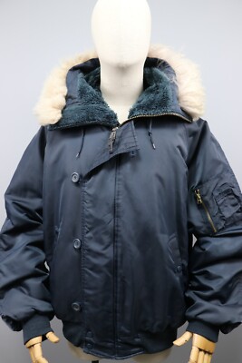 ALPHA INDUSTRIES N2B Vintage 80s Navy blue Nylon Bomber Jacket