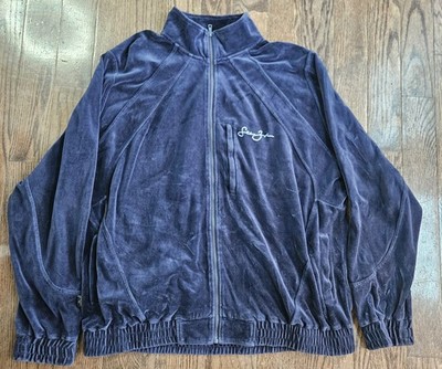 Vintage Sean John Tracksuit Jacket Mens XL Velour Blue Hip Hop