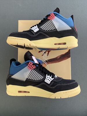 100% AUTHENTIC‼️Jordan 4 Retro x Union LA Off Noir DS Size 9 US