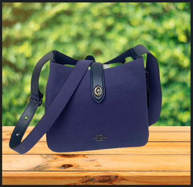 Coach CW004 Hadley Convertible Crossbody Bag Suede Leather Deep