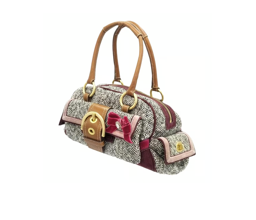 Coach Vintage Soho Y2K Tweed Multicolor Satchel w/Leather Trim
