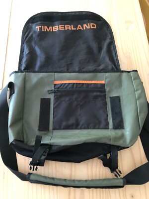 Timberland Mens Messenger Bag Water Resistant Outdoor Green Orange