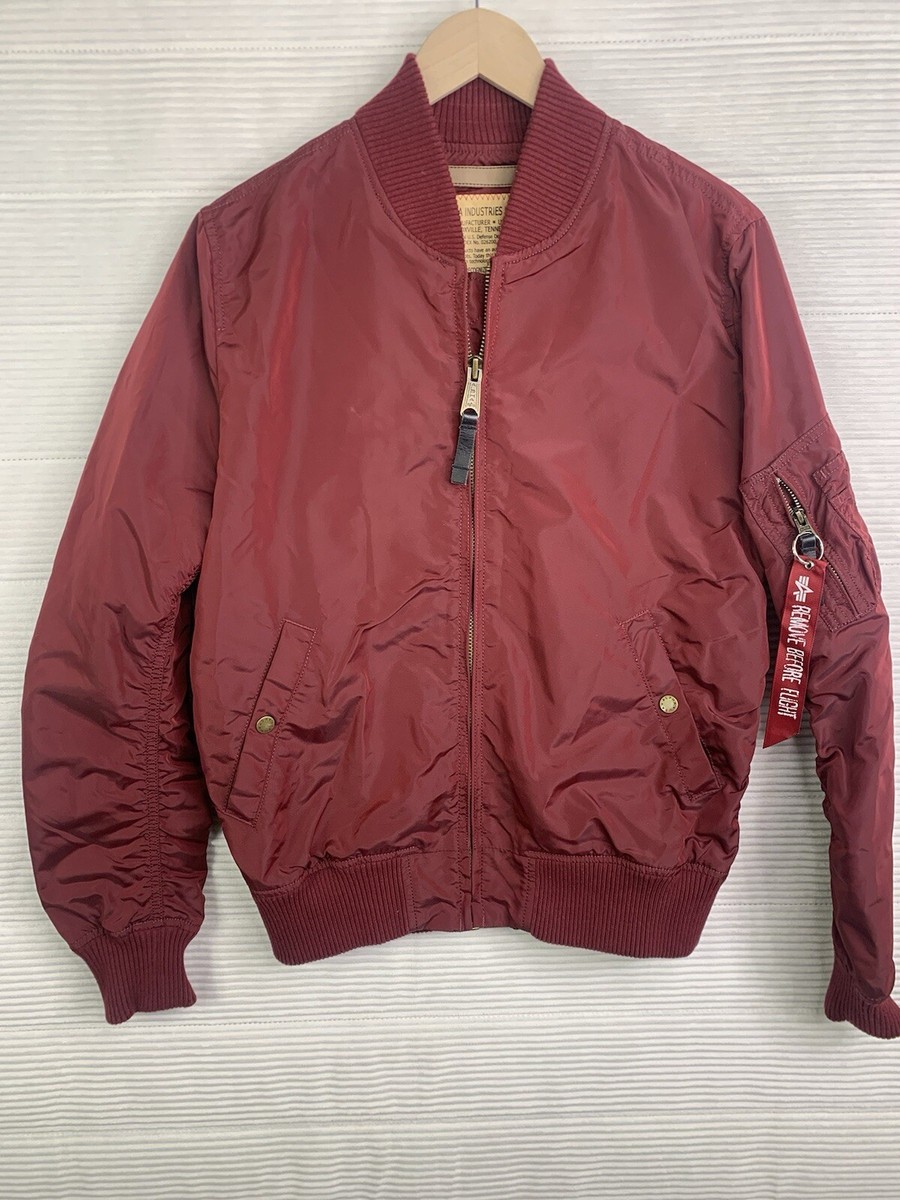 Alpha Industries Men's Dark Red Maroon Bomber Jacket Size M | eBay