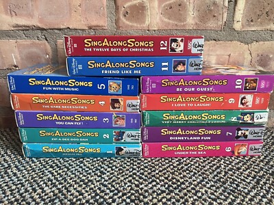 12 X Walt Disney Sing Along Songs VHS VIDEO COMPLETE SET Lot/ Zip