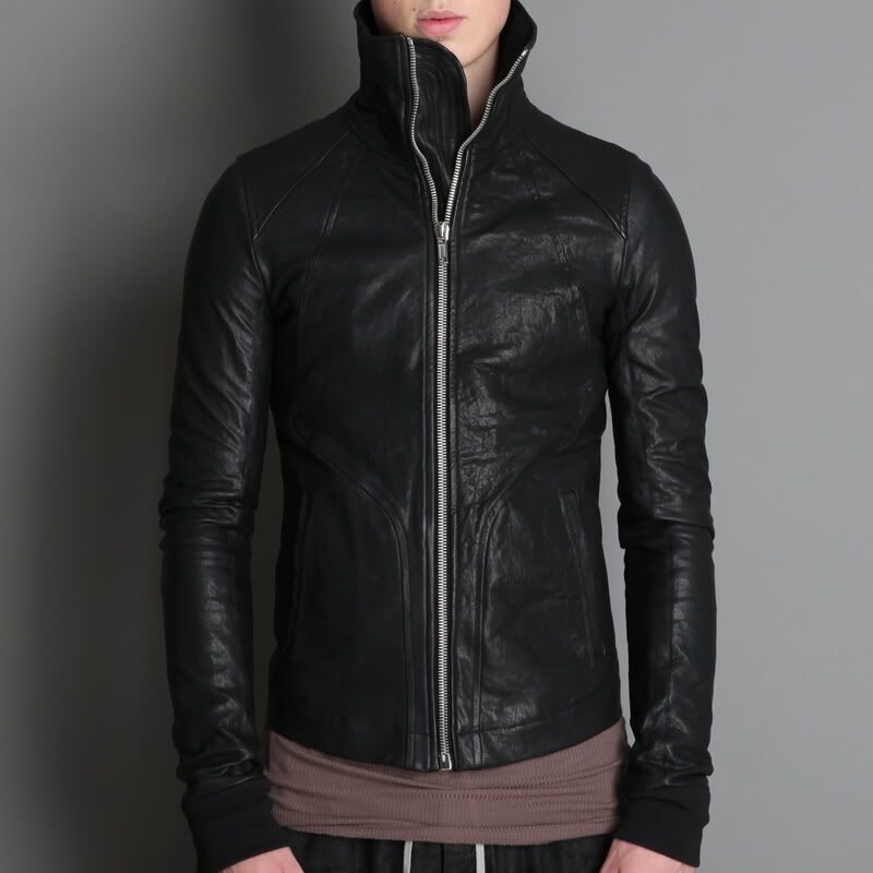 NEW Rick Owens Intarsia High Neck Leather Jacket FW11 Motocycle