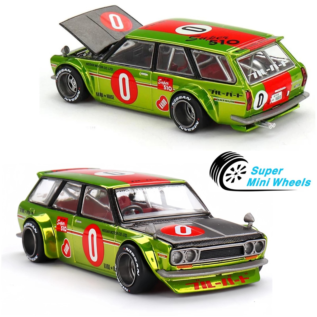 Mini GT x Kaido House 1:64 Datsun KAIDO 510 Wagon OG Flo – Chrome
