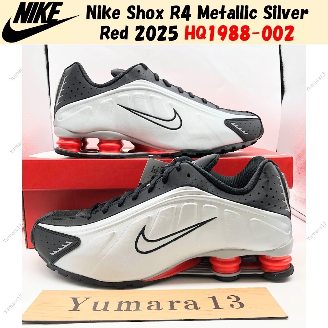 Nike Shox R4 Metallic Silver Red 2025 HQ1988-002 Men's Size | eBay