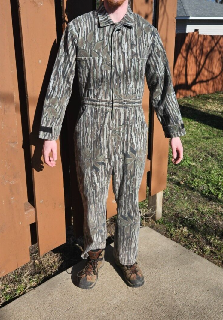 Vintage WALLS Realtree Camouflage Zip Up Denim Jean Coveralls