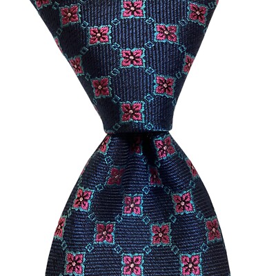 BAR III Men's Polyester Skinny Necktie Designer Geometric Blue