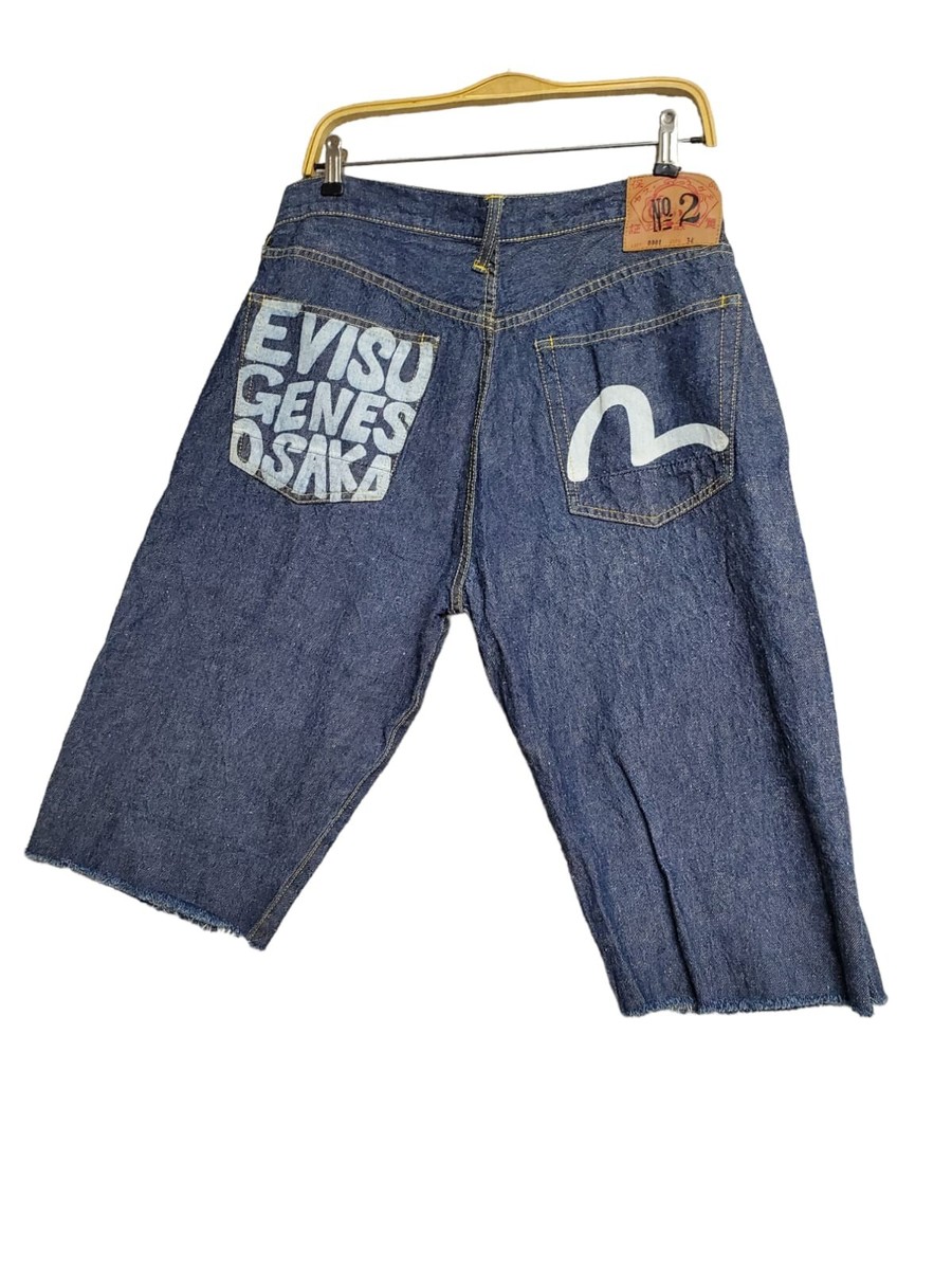 Mens Evisu Genes Osaka Craft Style Size W 34 Denim Short Jeans