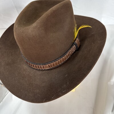 Vintage Stetson 3X Beaver Cowboy Hat Brown Long Oval 7 1/4 Very