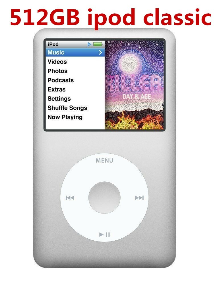 NEW 512GB Apple iPod Classic 7th Gen Silver/White SSD Flash Drive