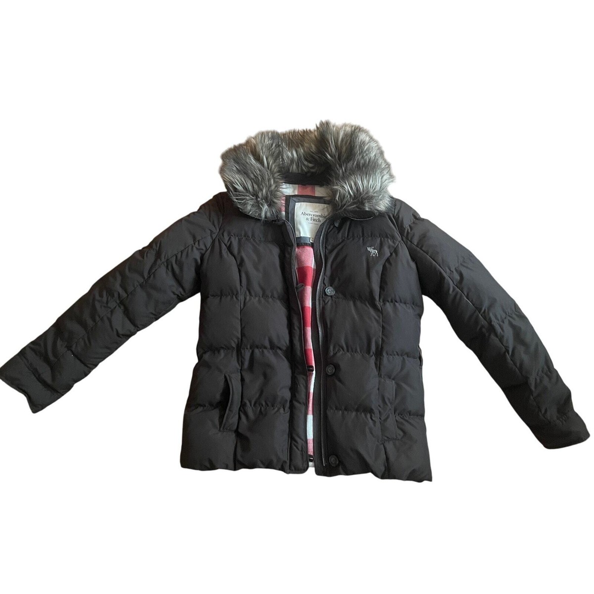 Womens New Abercrombie & Fitch Vintage Y2K Brown Puffer Coat