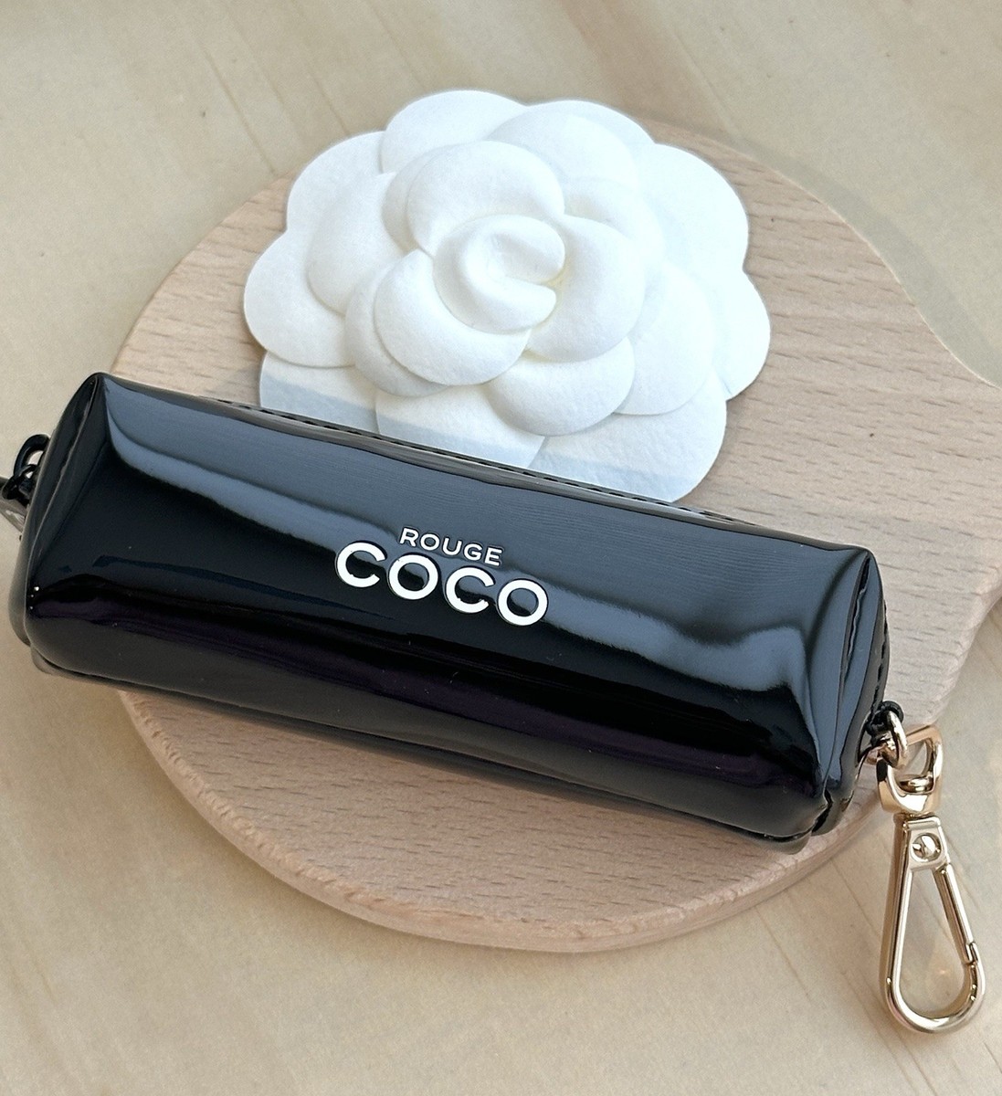 CHANEL Rouge Coco Patent Lipstick Case Keychain- Limited Edition
