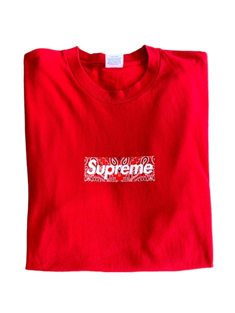 Supreme Red Bandana Box Logo Tee | eBay