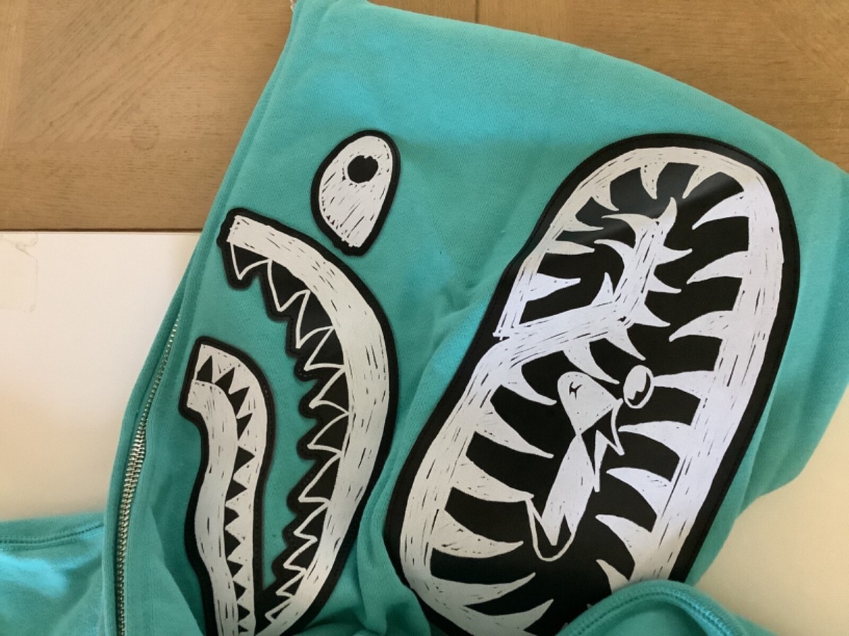 Authentic ape bape hand drawn face relaxed fit shark full zip