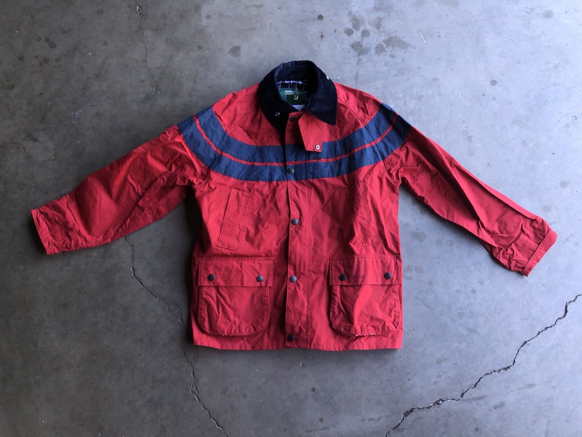 NWT J.Crew x Barbour Bedale Jacket sz Large Red Blue | eBay