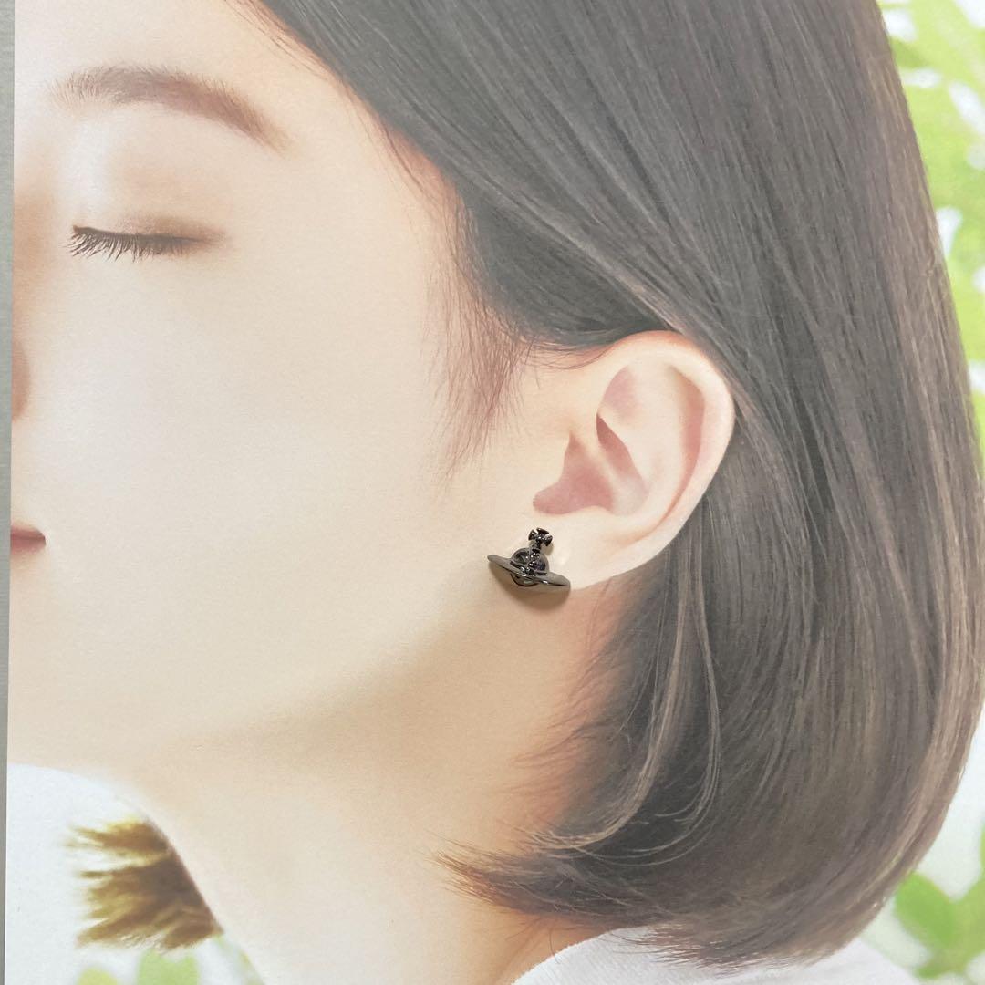 Vivienne Westwood Earrings Pierce Solid Orb Gunmetal 1.8cm w