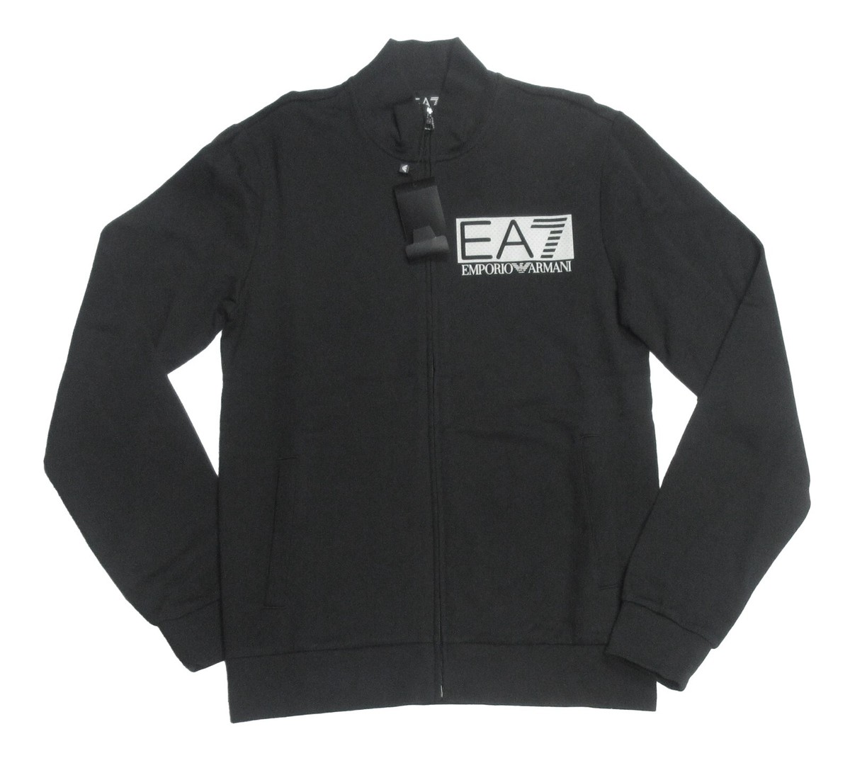 EA7 Emporio Armani Men's Black Logo Graphic French Terry Full Zip